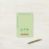 ティール（緑がかった色）と緑パーソナライズされたの花の一覧 ポストイット (デスク上)