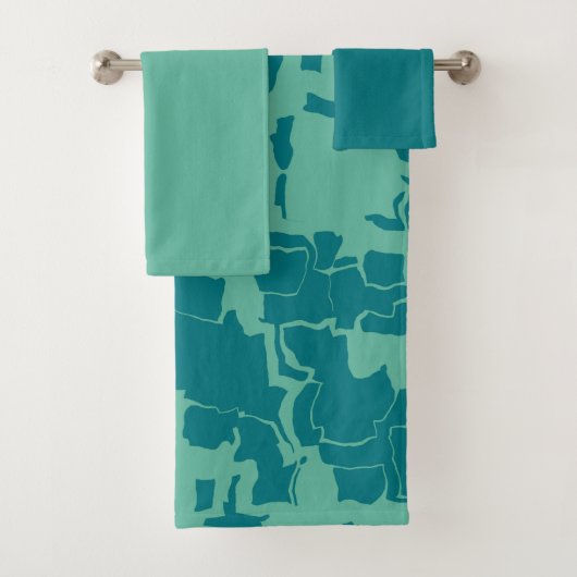ティール（緑がかった色）と緑 バスタオルセット (インサイチュ)