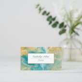 ティール(緑がかった色)と茶色の大理石渦巻き 名刺 (スタンド正面)