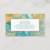 ティール(緑がかった色)と茶色の大理石渦巻き 名刺 (裏面)