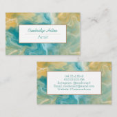 ティール(緑がかった色)と茶色の大理石渦巻き 名刺 (正面/裏面)