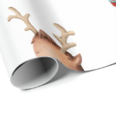 ティール（緑がかった色）と赤の人魚のトナカイのクリスマス ラッピングペーパー (ロールコーナー)