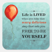 ティール（緑がかった色）と赤オレンジの水の色の生活はLIVED スクエアシール (正面)