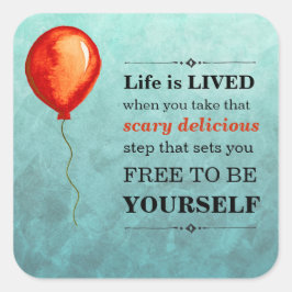 ティール（緑がかった色）と赤オレンジの水の色の生活はLIVED スクエアシール