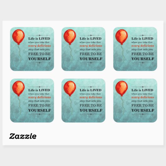 ティール（緑がかった色）と赤オレンジの水の色の生活はLIVED スクエアシール (シート)