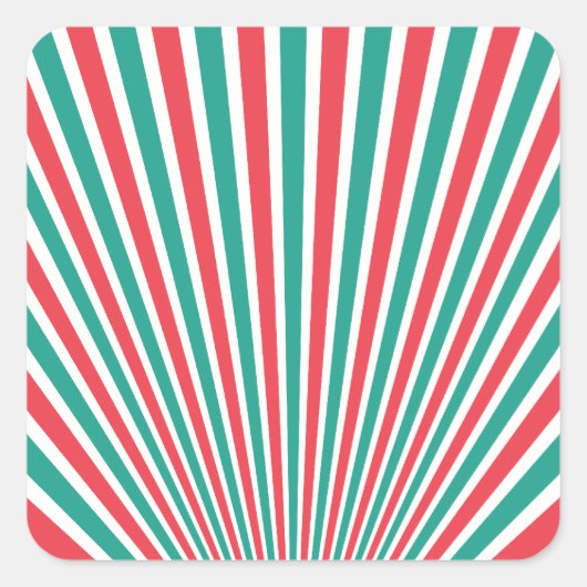 ティール(緑がかった色)と赤ストライプ色 スクエアシール (正面)