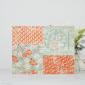 ティール(緑がかった色)と赤フローラスクラップブックジャンクジャーナル紙 (スタンド正面)