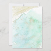 ティール(緑がかった色)と金ゴールドなしファンシージャストラブ招待状 セーブザデート (裏面)