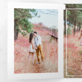 ティール（緑がかった色）と金ゴールドのフローラ結婚ゴシックの写真 三つ折り招待状 (内部最初)