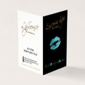 ティール(緑がかった色)と金ゴールドの価格とサービスリスト 名刺 (外部)