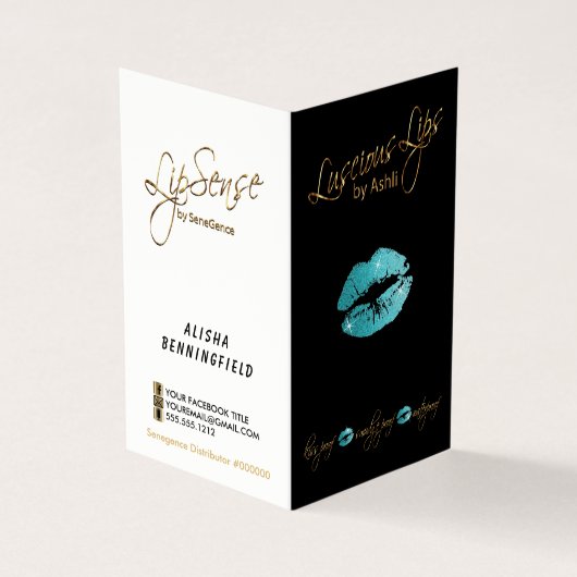 ティール(緑がかった色)と金ゴールドの価格とサービスリスト 名刺 (外部)