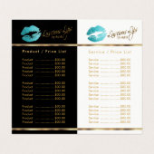 ティール(緑がかった色)と金ゴールドの価格とサービスリスト 名刺 (内部フラット)