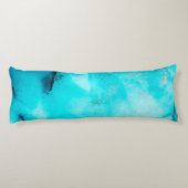 ティール(緑がかった色)と金ゴールドの抽象芸術オーガニックスワーズインクアート ボディピロー (裏面)