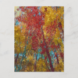 ティール（緑がかった色）と金ゴールドの木 ポストカード