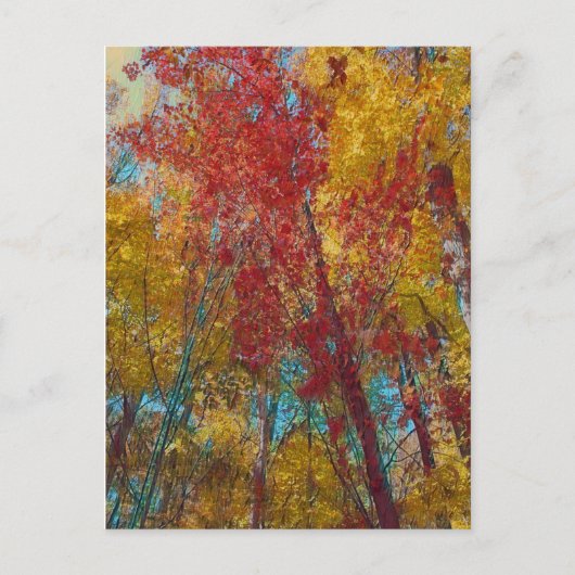 ティール（緑がかった色）と金ゴールドの木 ポストカード (正面)