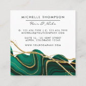 ティール(緑がかった色)と金ゴールドの滴下 スクエア名刺 (裏面)