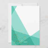 ティール(緑がかった色)と金ゴールドの確認 招待状 (裏面)