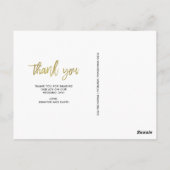 ティール(緑がかった色)と金ゴールドの結婚写真ありがとう ポストカード (裏面)