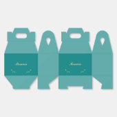 ティール（緑がかった色）と金ゴールドの花嫁のお願い箱 フェイバーボックス (見開き)