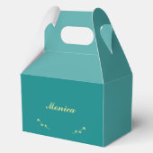 ティール（緑がかった色）と金ゴールドの花嫁のお願い箱 フェイバーボックス (裏面)