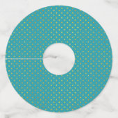 ティール（緑がかった色）と金ゴールドの葉熱帯モダン結婚 ワイングラスタグ (裏面)