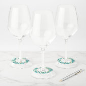 ティール（緑がかった色）と金ゴールドの葉熱帯モダン結婚 ワイングラスタグ (セット)