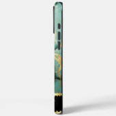 ティール(緑がかった色)と金ゴールドの複雑なパターンを持つ大理石 Case-Mate iPhoneケース (裏面 / 左)