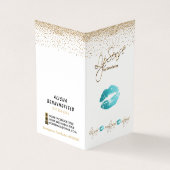 ティール（緑がかった色）と金ゴールドのLipsenseの説明 名刺 (外部)