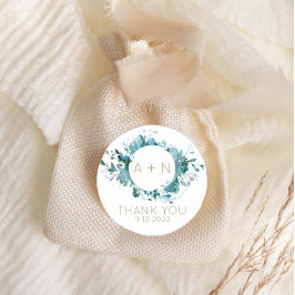 ティール（緑がかった色）と金ゴールドアガテウォーター色モノグラム ラウンドシール