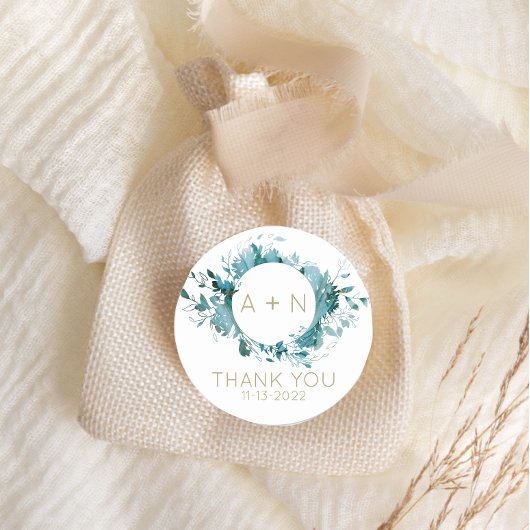 ティール(緑がかった色)と金ゴールドアガテウォーター色モノグラム ラウンドシール