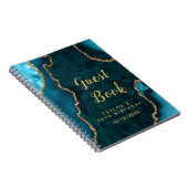 ティール（緑がかった色）と金ゴールドアガテ誕生日ゲストブック ノートブック (右側)
