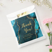 ティール（緑がかった色）と金ゴールドアガテ誕生日サンキューユー フェイバーバッグ (封をした状態)