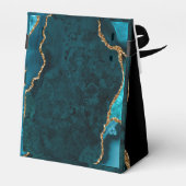 ティール（緑がかった色）と金ゴールドアガテ誕生日サンキューユー フェイバーボックス (裏面サイド)