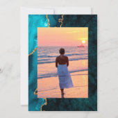 ティール(緑がかった色)と金ゴールドアガートお祝いの写真 招待状 (裏面)