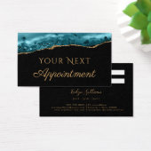 ティール（緑がかった色）と金ゴールドアガートオンブラックアポイントメントカード (デスク)