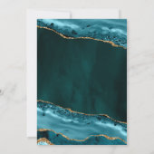 ティール(緑がかった色)と金ゴールドアガートマーブル結婚ズ 招待状 (裏面)