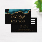 ティール（緑がかった色）と金ゴールドアゲートオンブラックギフトカード (デスク)