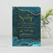 ティール（緑がかった色）と金ゴールドアゲート60thと素晴らしい招待状 招待状 (スタンド正面)