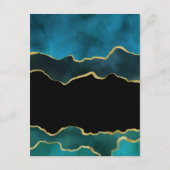 ティール(緑がかった色)と金ゴールドアゲ結婚ートズゲスト詳細 エンクロージャーカード (裏面)