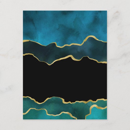 ティール（緑がかった色）と金ゴールドアゲ結婚ートズゲスト詳細 エンクロージャーカード (裏面)