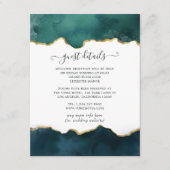 ティール(緑がかった色)と金ゴールドアゲ結婚ートズゲスト詳細 エンクロージャーカード (正面)