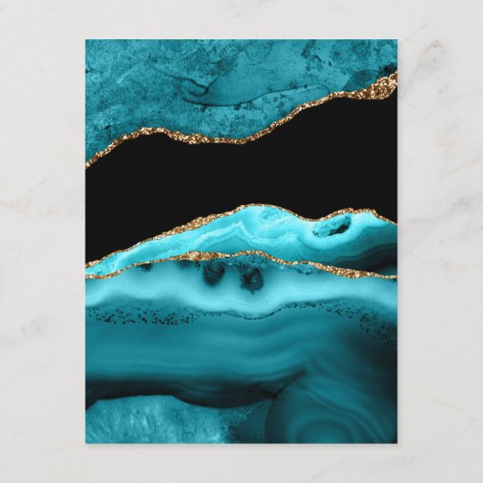 ティール（緑がかった色）と金ゴールドアゲ結婚ートズゲスト詳細 エンクロージャーカード (裏面)