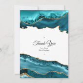 ティール(緑がかった色)と金ゴールドアゲ結婚ート サンキューカード (正面)
