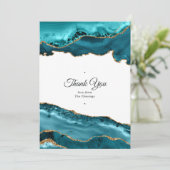 ティール（緑がかった色）と金ゴールドアゲ結婚ート サンキューカード (スタンド正面)