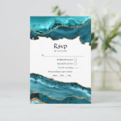 ティール（緑がかった色）と金ゴールドアゲ結婚ート 出欠カード (スタンド正面)