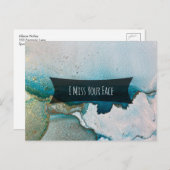 ティール（緑がかった色）と金ゴールドアルコールインクイ恋しく思ズお客様の顔 ポストカード (正面/裏面)