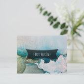 ティール（緑がかった色）と金ゴールドアルコールインクイ恋しく思ズお客様の顔 ポストカード (スタンド正面)