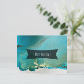 ティール(緑がかった色)と金ゴールドアルコールインクイ恋しく思ズお客様の顔 ポストカード (スタンド正面)