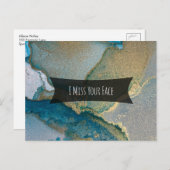 ティール（緑がかった色）と金ゴールドアルコールインクイ恋しく思ズお客様の顔 ポストカード (正面/裏面)