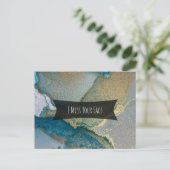 ティール（緑がかった色）と金ゴールドアルコールインクイ恋しく思ズお客様の顔 ポストカード (スタンド正面)